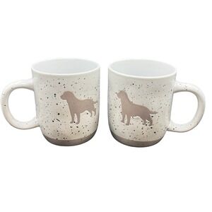 PAW &‎ TAIL Dog Labrador Mugs Set of 2 White Speckled Coffee Cup Dog Lab Lover